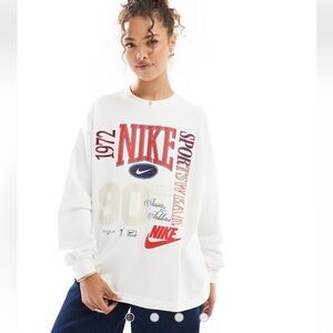 Nike Sportswear White and Red Graphic Hoodie